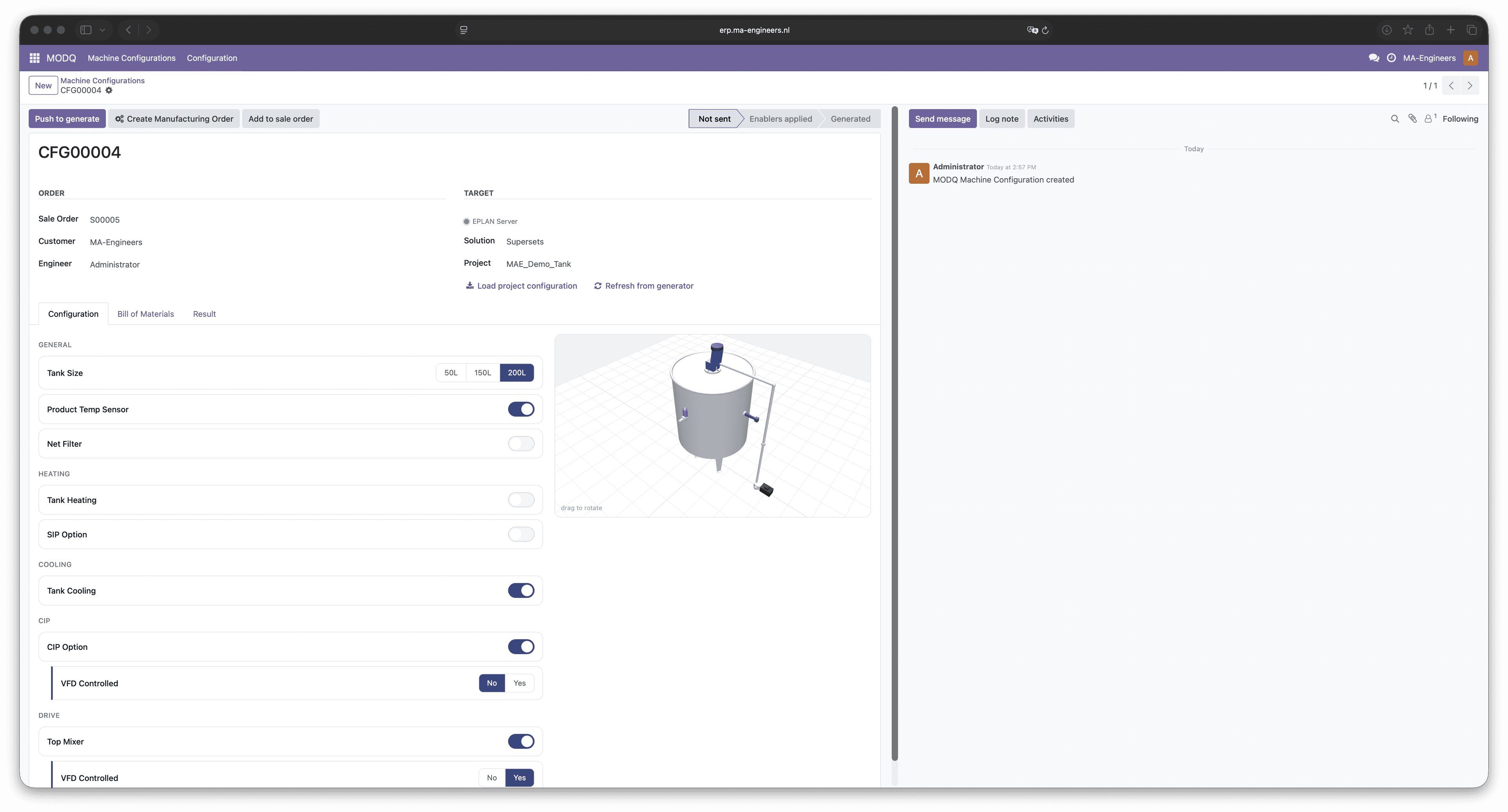 Configureren in de ERP-omgeving / Configuring in the ERP environment